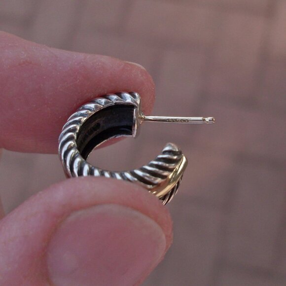 Early Issue David Yurman Cable Collectible Hoops - 14K/925 - Picture 6 of 9